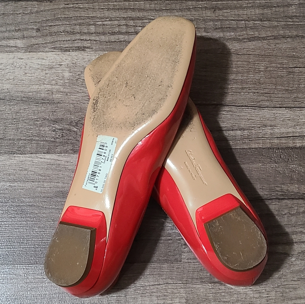Salvatore Ferragamo Sanna Ballet Flat Red Shoes Size 6 - Picture 10 of 10